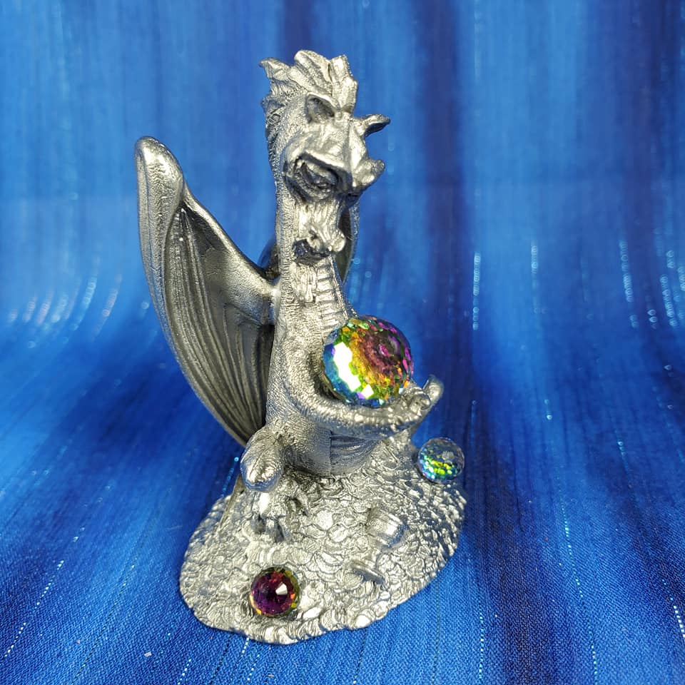 Dragon Sitting on Treasure with Crystal Ball - Click Image to Close